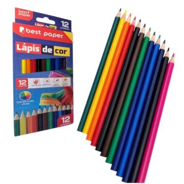 Imagem de Best Paper Lápis de Cor, 12 Cores Vibrantes, Kit Escolar para Atividades Infantis, Desenho e Colorir