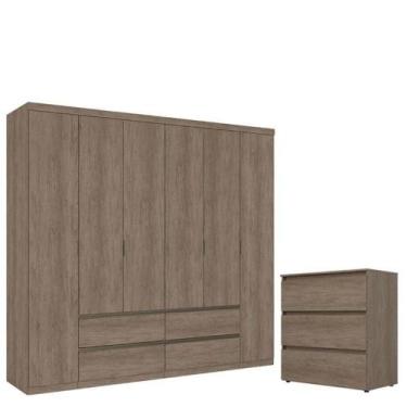 Imagem de Guarda Roupa Casal Nobre 6 Portas E Cõmoda Gaveteiro Condessa Rustic A