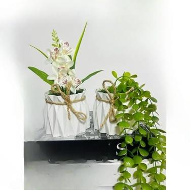 Imagem de Kit com 2 Arranjos de Flores Artificiais Decorativas, Eucalipto Pendente e Folhagem com Laço(Branca)