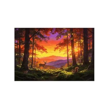 Imagem de Impressão em tela de paisagem de arte de parede - árvore animais pôr do sol - pintura de decoração - imagens para sala de estar quarto 20 x 30 cm 8 x 12 polegadas sem moldura