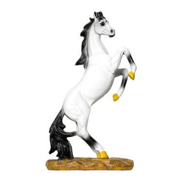 Imagem de BLWOTMOR Estatueta Decorativa de Cavalo em Resina, Escultura de Animal, Ornamento Moderno, para Mesa/escrivaninha/armário, Presente Original, Ideal para Sala D, Branco, Tamanho real