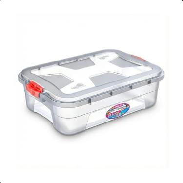 Imagem de Caixa Organizadora Grande Transparente 28l Multiuso Com Travas