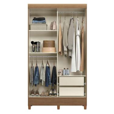 Imagem de Guarda Roupa Solteiro 2 Portas De Correr Com Pés Fit Jequitibá Off Acetinado - Santos Andirá