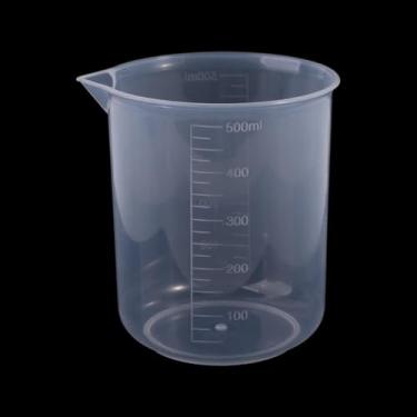 Imagem de Cilindro graduado reutilizável copo medidor leve para cozinha teste de laboratório plástico empilhável portátil (500 ml)