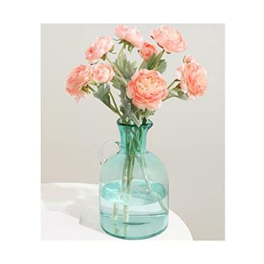 Imagem de KEG801302 Vasos para flores, moderno, simples, decoração de vaso de vidro de alta qualidade, arranjo de flores para sala de estar, cuidados com a água transparente, vaso decorativo de luxo leve para