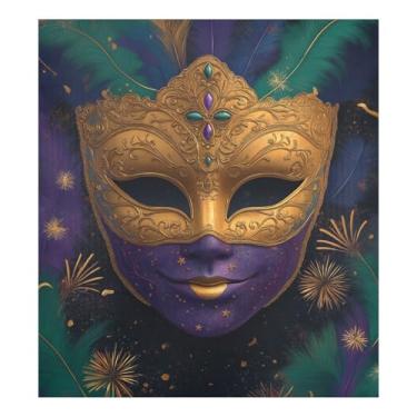 Imagem de Blueangle Máscara colorida de carnaval para lava-louças, capa frontal para lava-louças, adesivos de eletrodomésticos, adesivos de eletrodomésticos, 58 cm C x 66 cm, adesivo magnético decorativo (57)