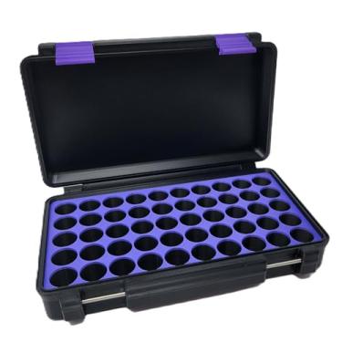 Imagem de Estojo de armazenamento de frascos de 3 ml impresso em 3D - capa dura de peptídeo segura para congelador para casa, geladeira, viagem (preto/roxo, frascos de 50 ml de 3 ml)