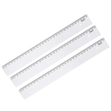 Imagem de Kit 3 Régua escolar transparente 30cm Maxcril New Line nova