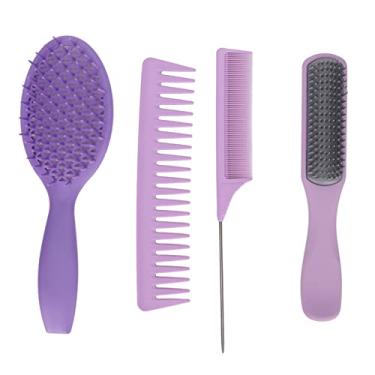 Imagem de Siwoted conjunto de pente de cabelo, 4 peças, profissional, masculino, feminino, salão de beleza, viagem, portátil, desembaraçador, escova de cabelo, ferramenta de estilo (Encaixotada)
