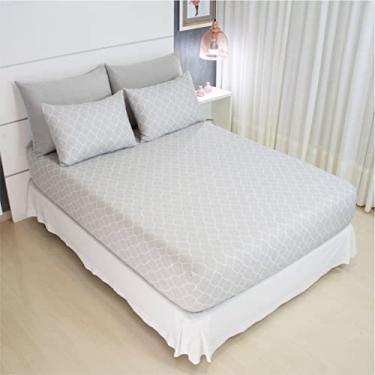 Imagem de Jogo de Lençol Cama Queen Malha 100% Algodão 3 Peças Estampado Com Elástico Toque Macio Cozzilar (Modelo 14)