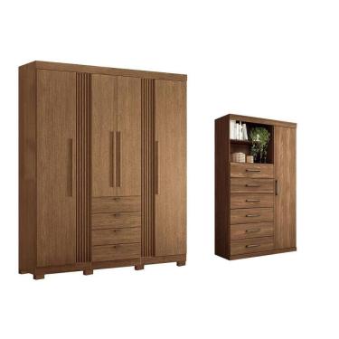 Imagem de Guarda Roupa +cômoda 2 Peças Qc290 Jatobá - Santos Andirá