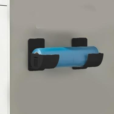 Imagem de Organizador de cozinha, pacote com 2, sem furadeira, montado na parede, para sacos de lixo e rolos, acessório de armazenamento de despensa