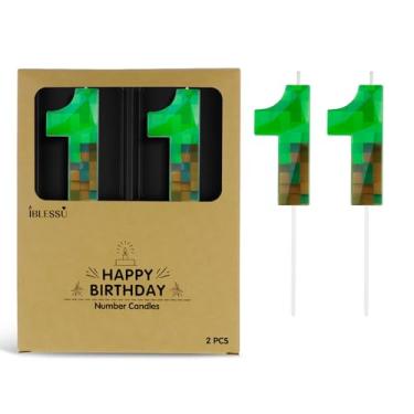 Imagem de Vela de aniversário pixel, velas com número de mineiro de 6 cm, decoração de aniversário com tema de jogo, para festa de videogame dinamite com tema de pixel, aniversário de aniversário, dinamite