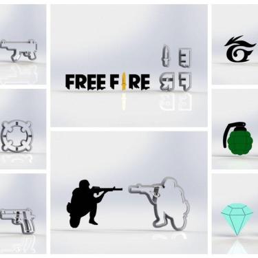 Imagem de Cortador Kit Free Fire 8 Modelos Tamanho 5cm