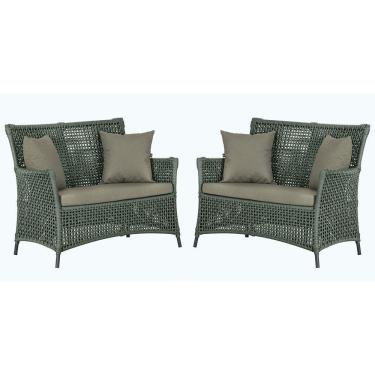 Imagem de 2 Sofás área Externa Igapó Alumínio Preta Corda Náutica E8 Verde