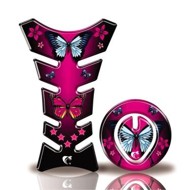Imagem de Kit Protetor Tanque Adesivo Moto Honda Borboleta Pink Até 2016 Rosa
