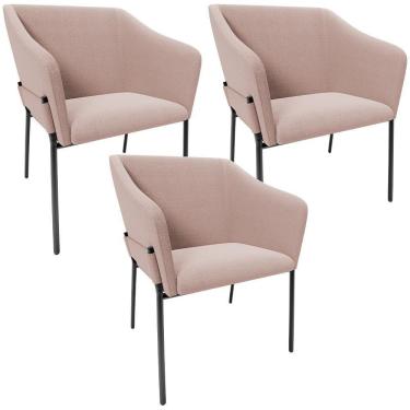 Imagem de Kit 3 Cadeiras Para Sala De Jantar Estar Living Olívia L02 Bouclê Rosê - Lyam Decor