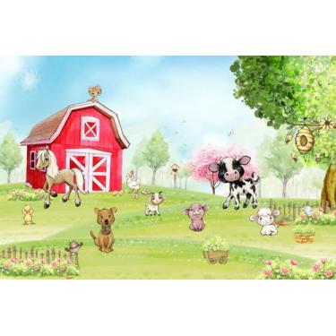 Imagem de Painel de Tecido Sublimado Fazendinha dos Animais Aquarela - Fabrika d