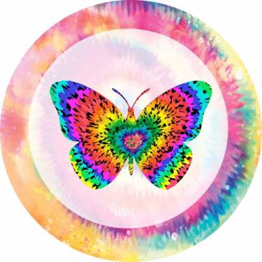 Imagem de Painel de Lona Redondo Tie Dye Borboleta - Fabrika De festa, 200x200cm
