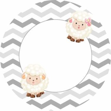 Imagem de Painel de Lona Redondo Ovelhinha Chevron Duo - Fabrika De festa, 140x1