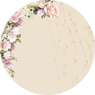 Imagem de Painel de Lona Redondo Flores Mistas Poligonos - Fabrika De festa, 190