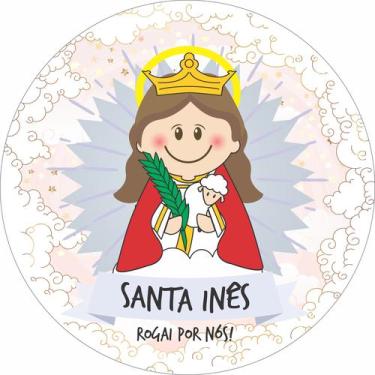 Imagem de Painel de Lona Redondo Santinhos Católicos Santa Inês - Fabrika De Fes