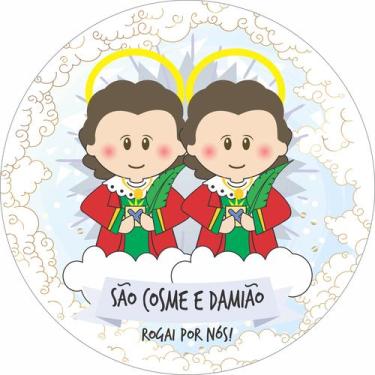 Imagem de Painel de Lona Redondo Santinhos Católicos São Cosme e Damião - Fabrik