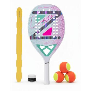 Imagem de Raquete de Beach Tennis Advanced Julia Nogueira White Zeiq  3K + KIT U