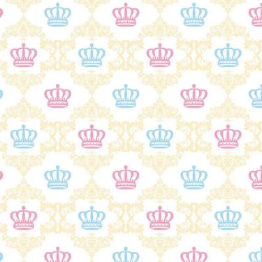 Imagem de Papel De Parede Coroa Rosa E Azul Desenho Amarelo Adesivo