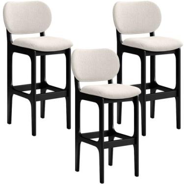 Imagem de Kit 3 Banquetas Alta Bar Cozinha Sala Jantar Fixa Betta L02 Preto Linh