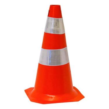Imagem de Cone de Sinalização Flexível 50 Cm Laranja e Branco - Plastcor