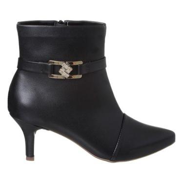 Imagem de Bota Feminina Social Cano Curto Salto Fino Médio Strass Luxo - Fashion