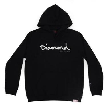 Imagem de Moletom Diamond Canguru OG Script Hoodie - Preto/Branco/Cinza-Masculino