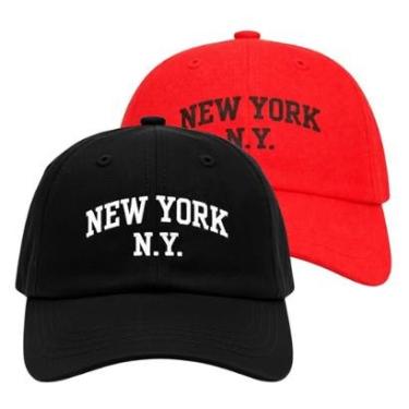 Imagem de Kit 2 Bonés Aba Curva Bordados Ajustáveis Strapback Adulto Casual-Unissex