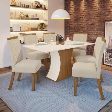 Imagem de Conjunto Sala de Jantar Tampo MDF Canto Reto 160 Cm 06 Cadeiras Arian Casa 812