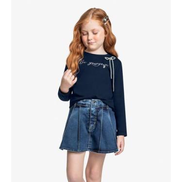 Imagem de Conjunto Blusa Com Shorts Saia Jeans Trick Nick Azul, 14, Azul