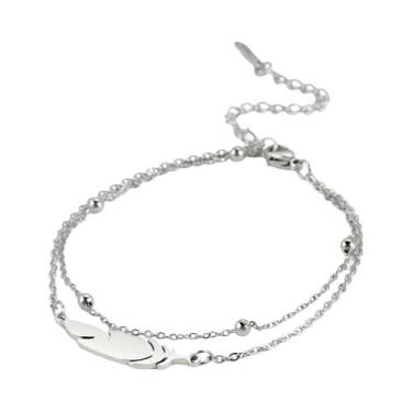 Imagem de Tornozeleira De Corrente Dupla Camada Em Aço Inoxidável Dourado E Prat