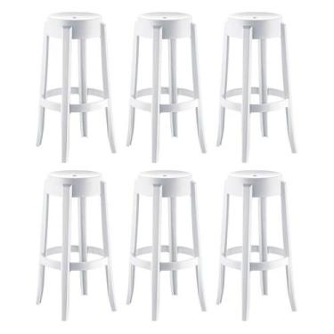 Imagem de Conjunto com 6 Banquetasde Plástico Shine Branco - UZ Utilidades