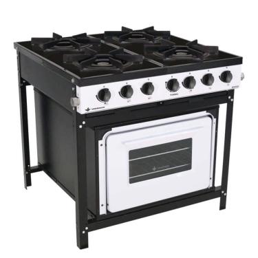 Imagem de Fogão Industrial Venâncio Bravo a Gás 4 Bocas com Forno Branco Esmaltado BR4BFBR 16607