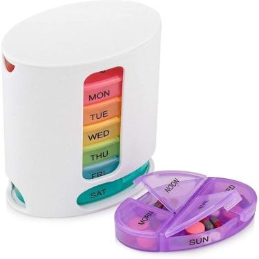 Imagem de Porta Remedios Semanal Torre Comprimidos 4 Divisorias Dia Pill Pro Capsulas Dia Suplementos Organizador Portatil Estojo