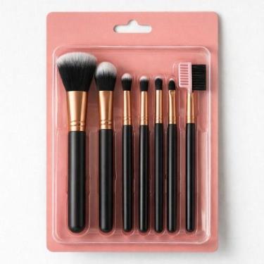 Imagem de Kit 7 Pincéis de Maquiagem para Pó Base Sombra Batom e Sobrancelha - N