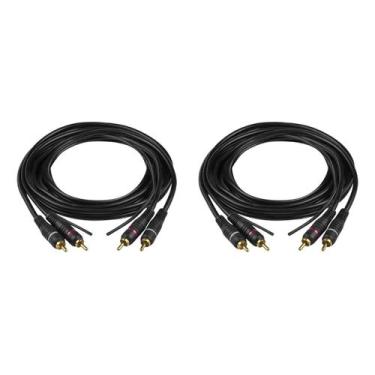 Imagem de Kit 2 cabo rca ouro 1,50 metros permak para som automotivo