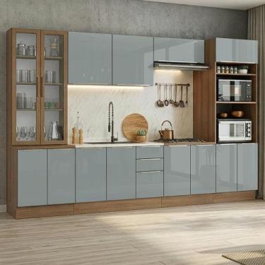 Imagem de Armário de Cozinha Completa 340 x 60 cm Rustic/Cinza Lux Madesa 04, Ru