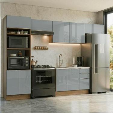 Imagem de Armário de Cozinha Completa 350 x 60 cm Rustic/Cinza Lux Madesa 02, Ru