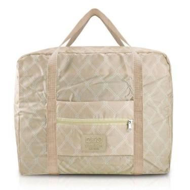 Imagem de Bolsa De Viagem Dobrável Retangular Estampa Listrada Jacki Design Crem