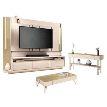 Imagem de Home Theater Montane Off White Champanhe com Mesa de Centro Cadenza e 