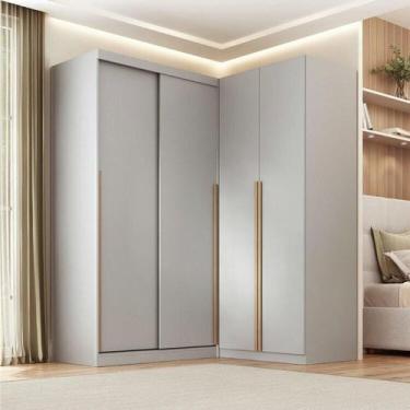 Imagem de Guarda-roupa Modular de Canto 2 Peças 4 Portas com 2 Portas de Correr 