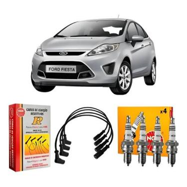 Imagem de Kit Velas E Cabos Ngk Ltr7a10 Scf35 Ecosport Fiesta Focus Ka Preto