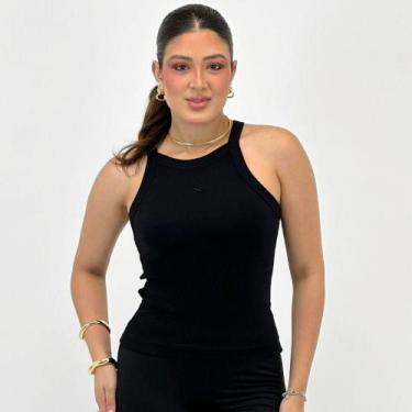 Imagem de Regata Hering Básica Canelada Feminina, G, Preto