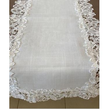 Imagem de Caminho de Mesa Bordado 45 x 1,60 Multi Trade, Branco 603